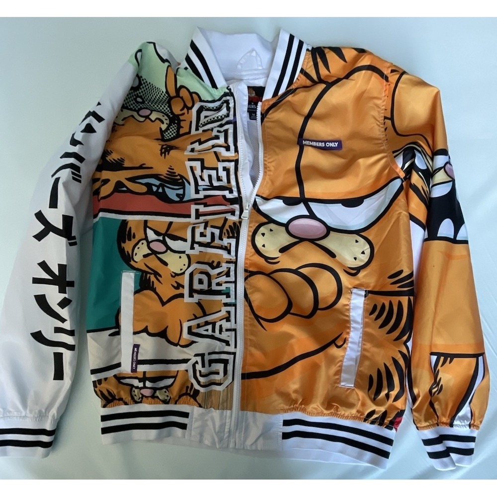 Member's Only Men's Garfield Windbreaker Jacket SIZE M Satin Character Cartoon